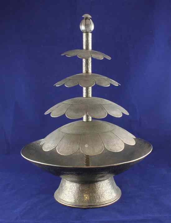 Appraisal: An Indian white metal drink's fountain of circular form engraved