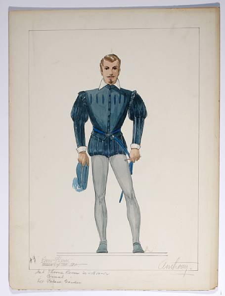 Appraisal: An Errol Flynn costume design sketch from The Sea Hawk