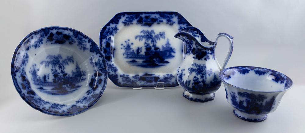 Appraisal: FOUR PIECES OF SCINDE FLOW BLUE PORCELAIN MID- TH CENTURYFOUR