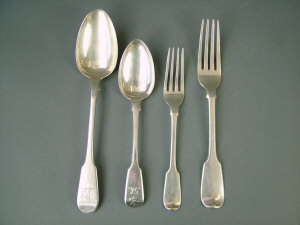 Appraisal: A part composite set of silver fiddle pattern flatware London