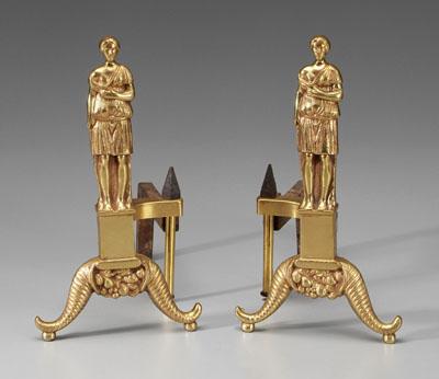 Appraisal: Pair figural cast brass andirons each with figure of woman