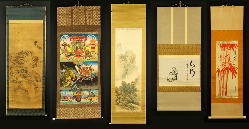 Appraisal: - Five Japanese th th C Scroll Paintings Lot of