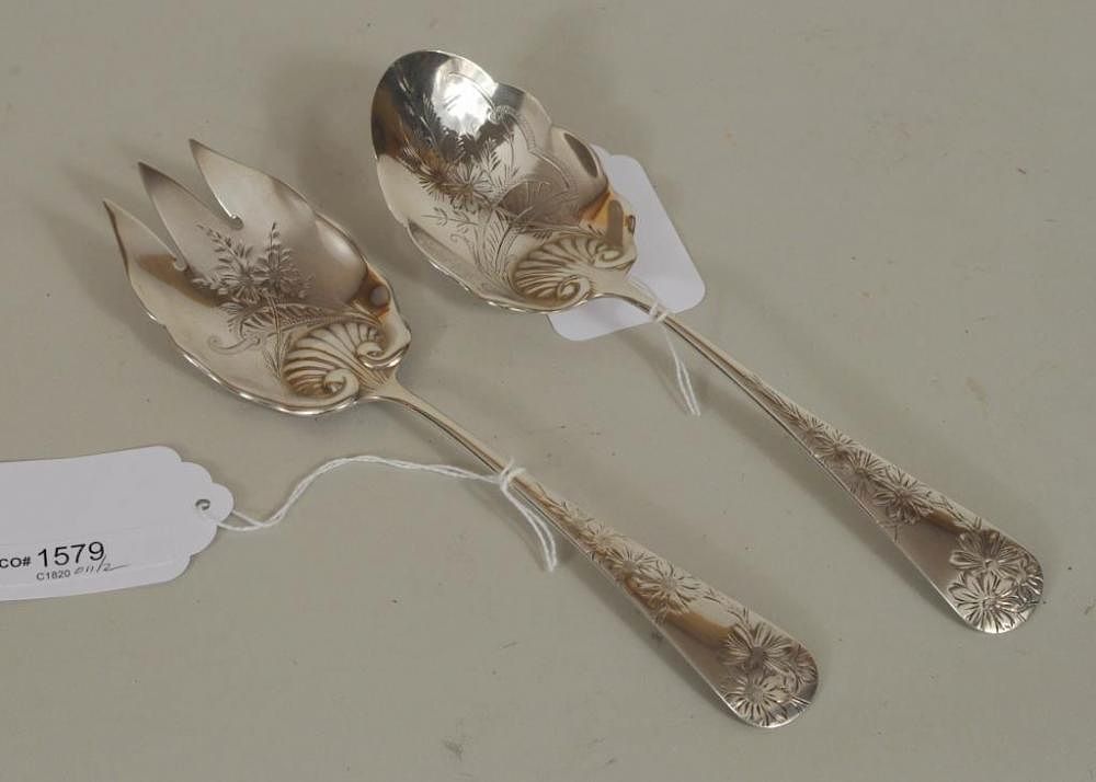 Appraisal: Pair Gorham Sterling Silver Servers Pair of Gorham sterling silver