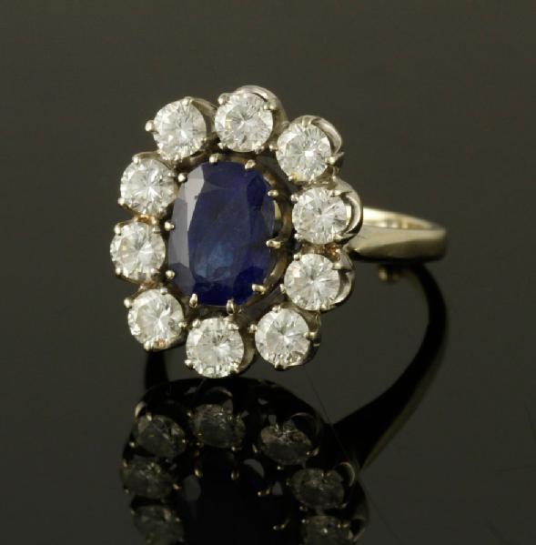 Appraisal: - Ladies' K Sapphire and Diamond Ring Ladies' K white