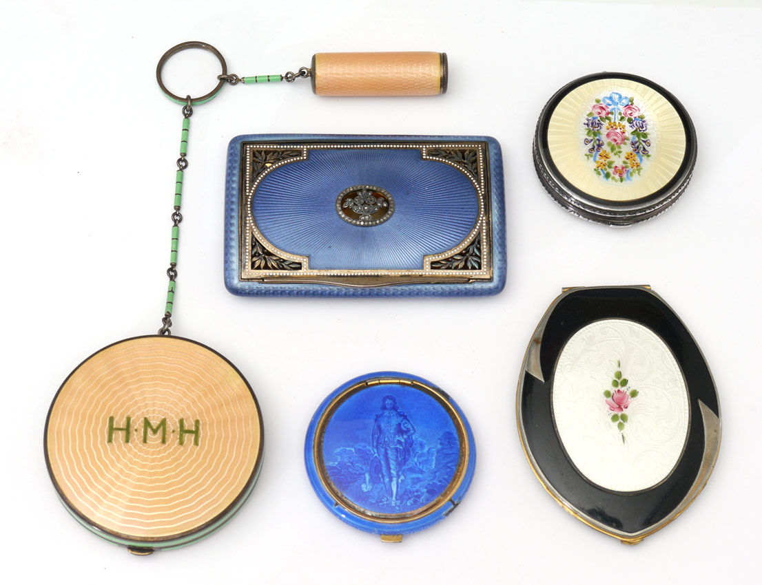 Appraisal: GUILLOCHE ENAMEL COMPACTS CARD HOLDER pieces total to include k