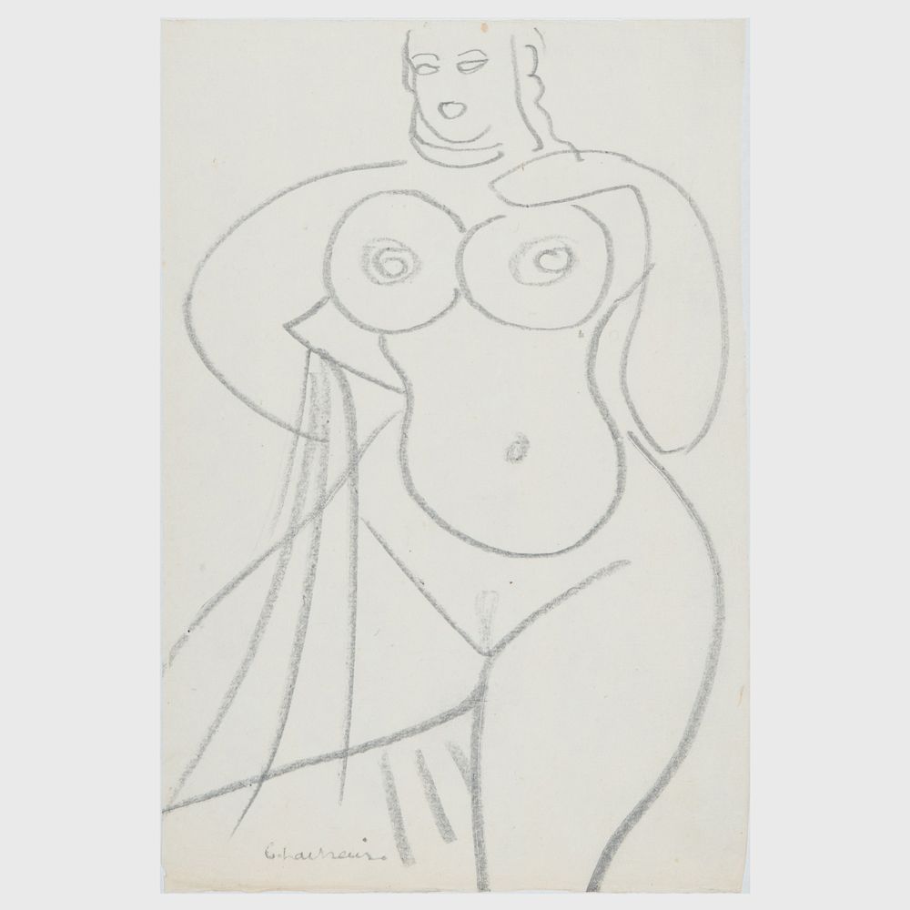 Appraisal: Gaston Lachaise - Untitled Pencil on tissue-thin paper signed 'G