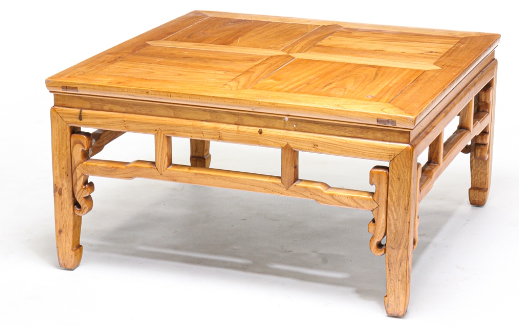 Appraisal: CHINESE KANG TABLE Late th-early th century blond hardwood Mortised