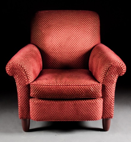 Appraisal: Kindel overstuffed upholstered armchair second half- th century red and