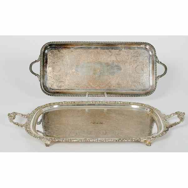 Appraisal: Silver Plated Trays American an assembled group of four silver