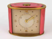 Appraisal: A brass and lacquer Jaeger Le Coultre alarm clock the