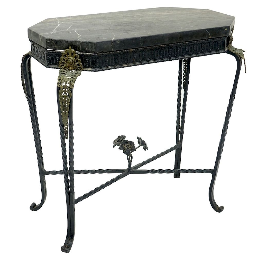 Appraisal: Marble Top Occasional Table Antique Marble Top Iron Occasional Table