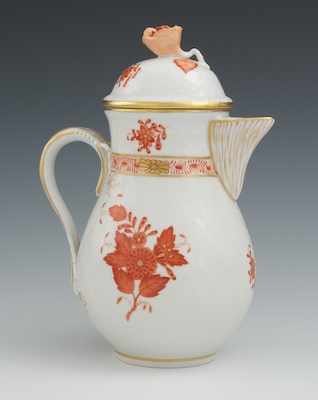 Appraisal: A Herend Porcelain Chocolate Pot in Chinese Bouquet In rust