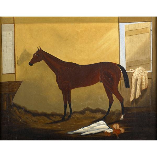 Appraisal: th C HORSE PORTRAIT Untitled oil on canvas framed x