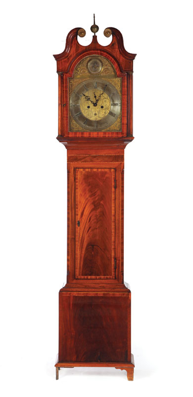 Appraisal: HEPPLEWHITE TALL CASE CLOCK English late th century Mahogany with