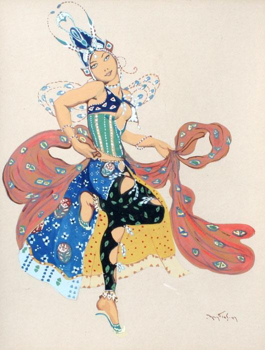 Appraisal: NUYTTENS Joseph Pierre American - Dancer Gouache sight size ''