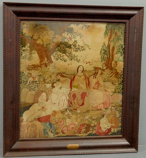 Appraisal: - Large Reading Pennsylvania wool needlework allegorical scene wrought by