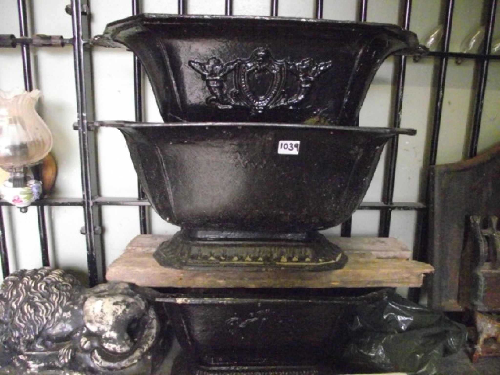 Appraisal: Three th century cast iron planters of rectangular form