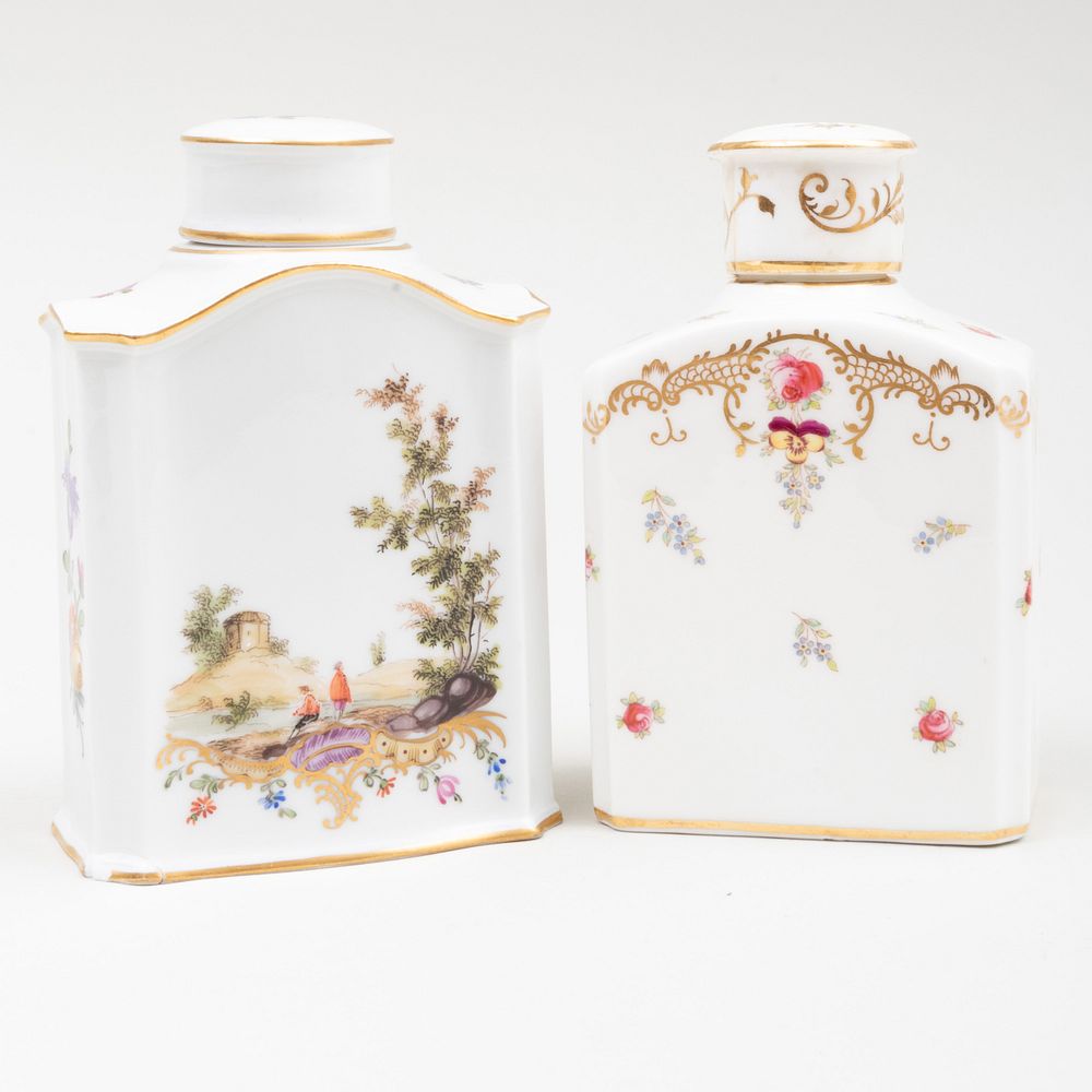 Appraisal: Dresden Porcelain Tea Caddy and a Cauldon Porcelain Tea Caddy