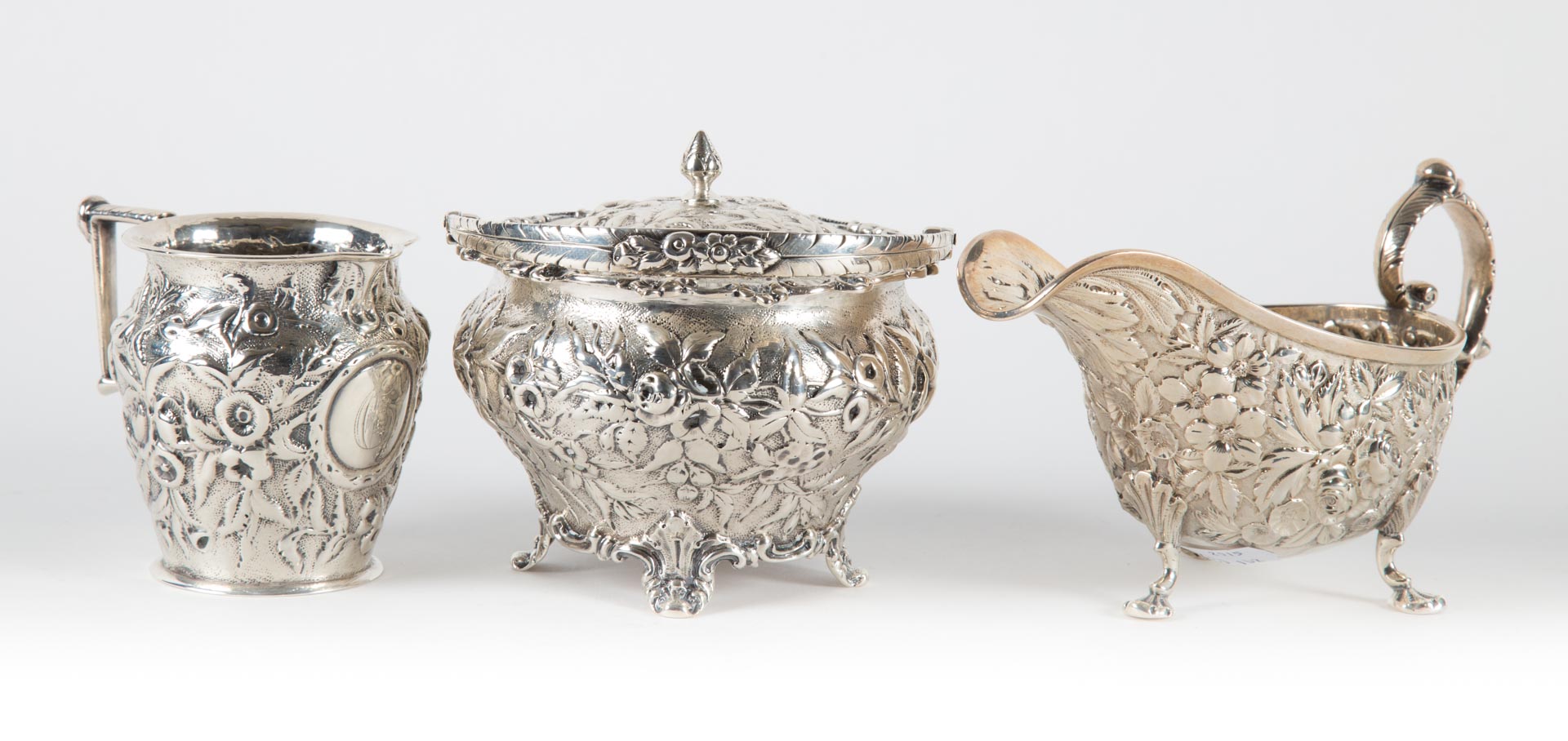 Appraisal: American repousse sterling silver table articles Baltimore th century comprising