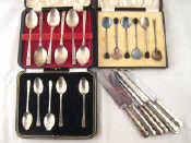 Appraisal: Silver A cased set of six teaspoons Sheffield a cased