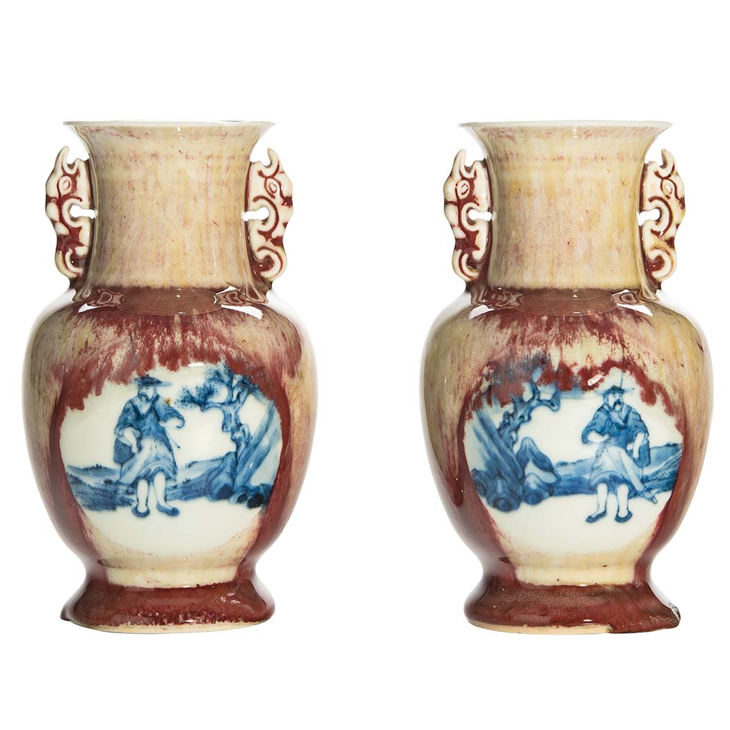 Appraisal: Pair of Chinese Blue and White and Flambe Glazed Porcelain