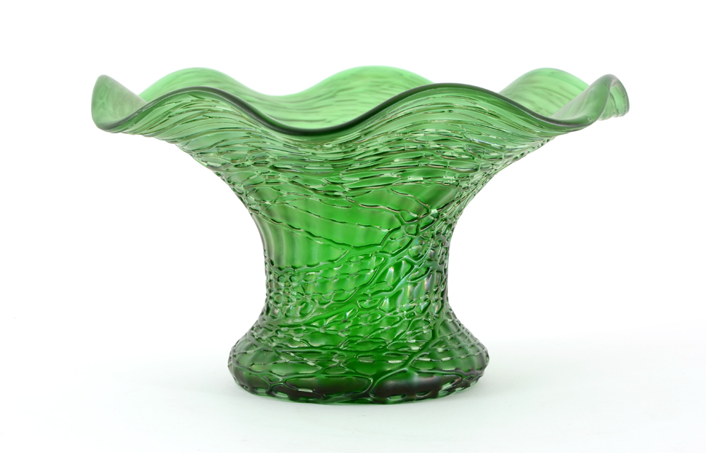 Appraisal: LOETZ CRETA CHINE ART GLASS VASE Green glass vase with