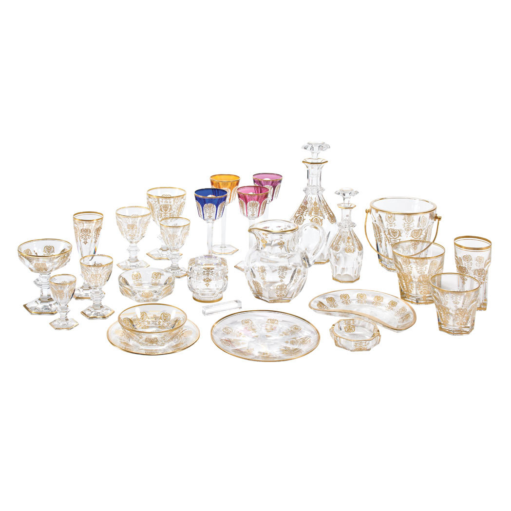 Appraisal: Baccarat Cut and Gilt Decorated Glass Stemware and Dessert Service