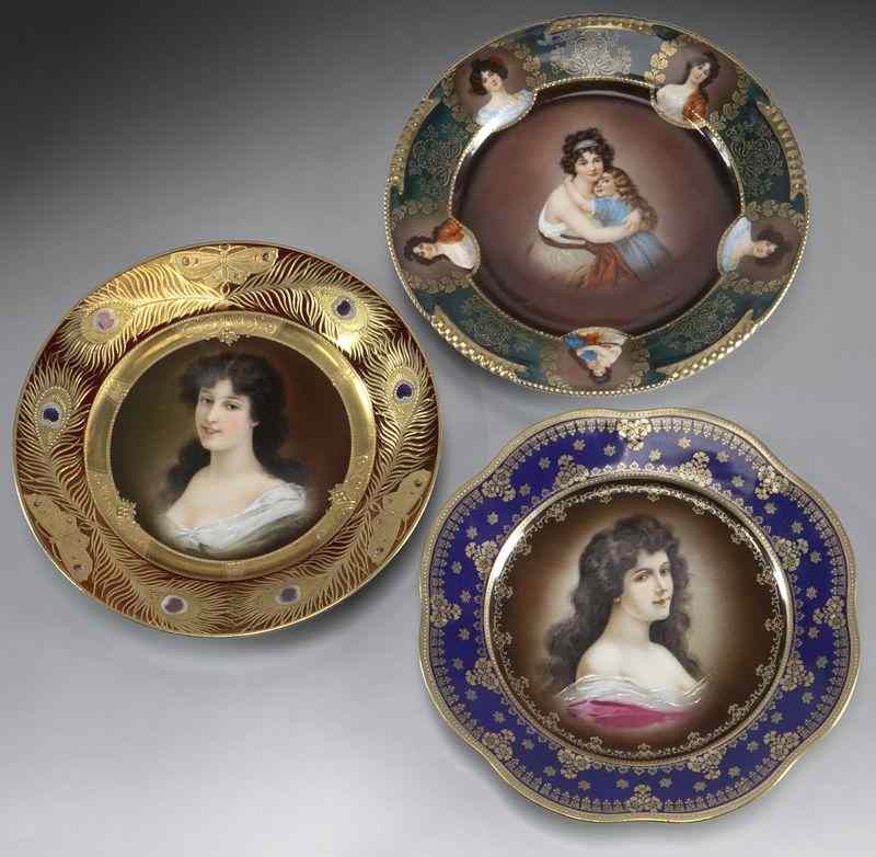 Appraisal: Royal Vienna style painted porcelain plates each painted to depict