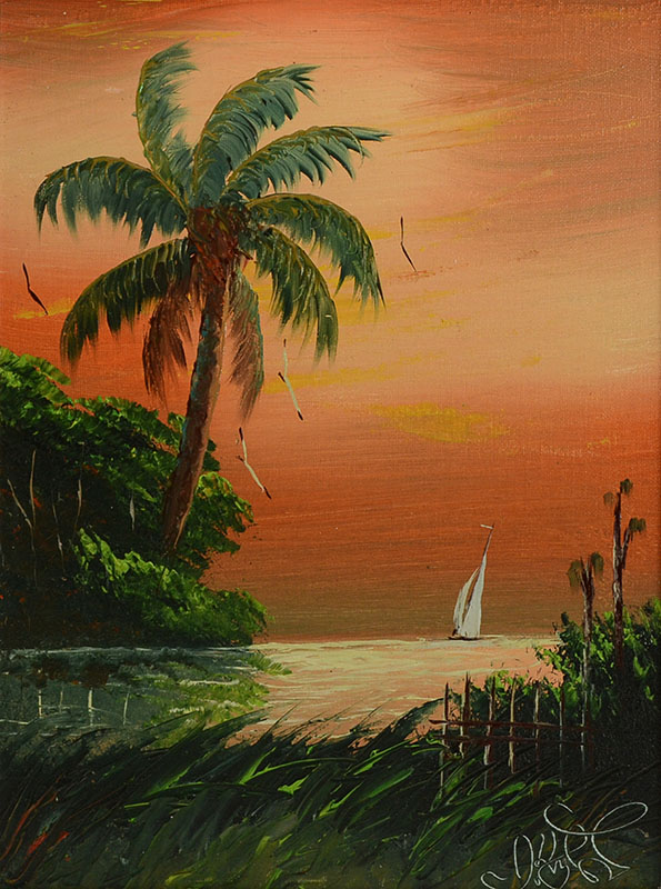 Appraisal: KNIGHT Isaac American th Century Florida Highwaymen sunset over the