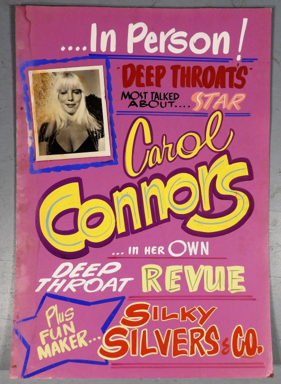 Appraisal: CAROL CONNORS DEEP THROAT GENTLEMAN'S CLUB POSTER United States Circa