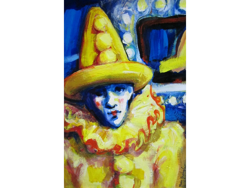 Appraisal: MARY GALLAGHER b Acrylic 'Pierrot' signed x