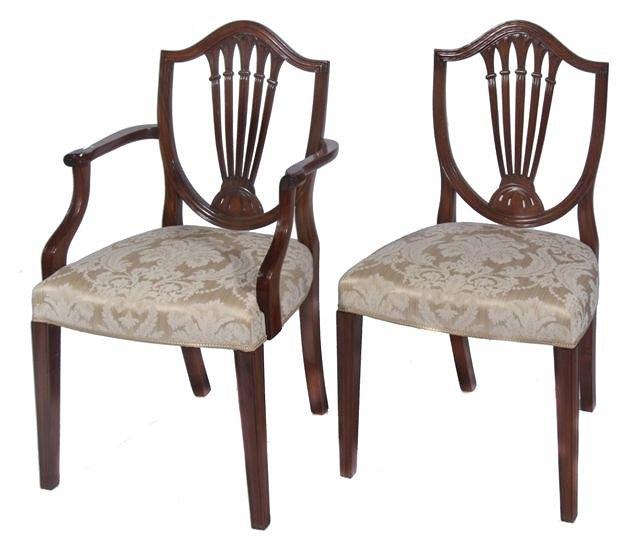 Appraisal: A SET OF TEN GEORGE III STYLE MAHOGANY DINING CHAIRS