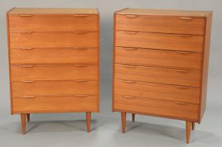 Appraisal: Pair of teak Danish tall chests ht in wd in