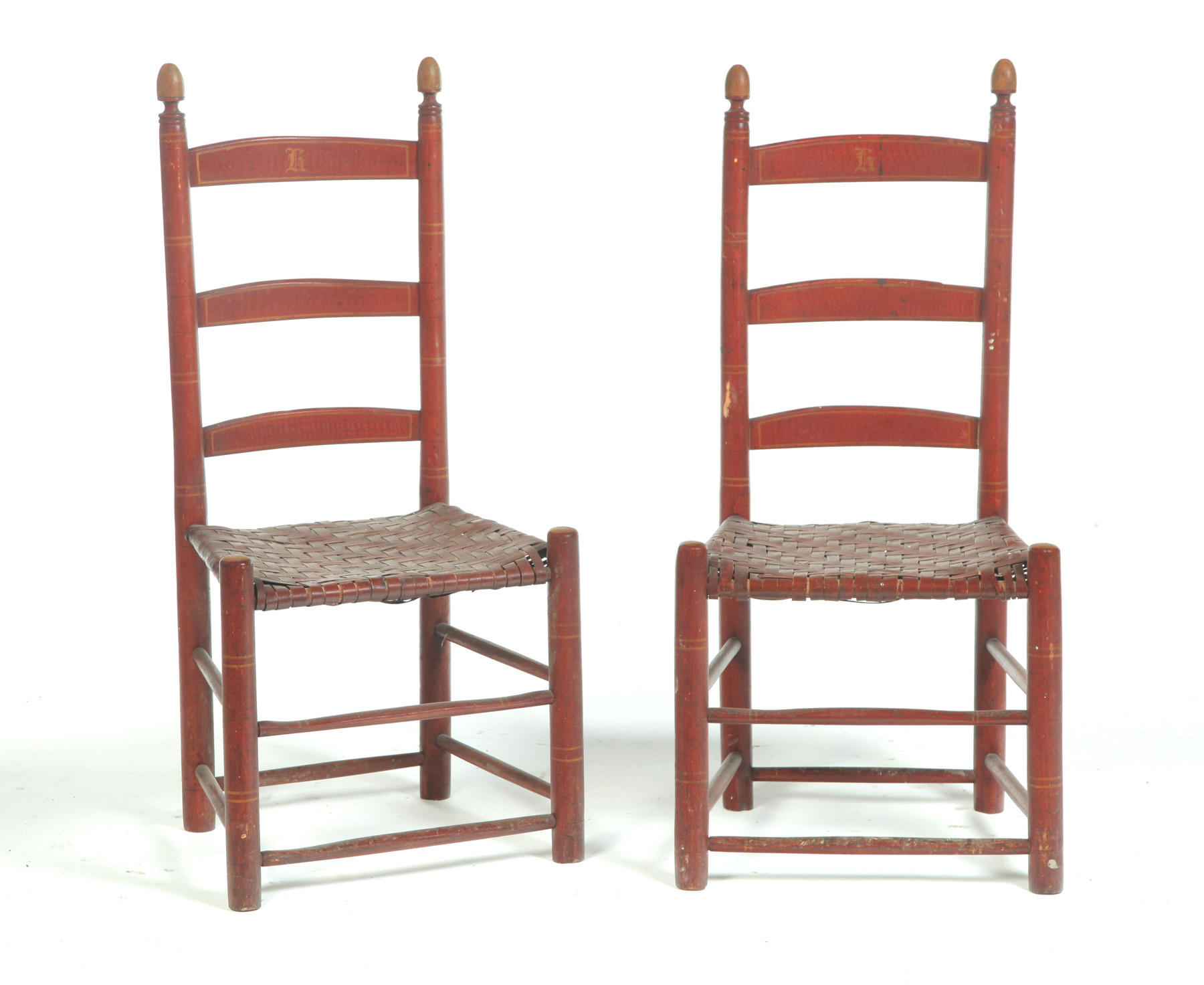 Appraisal: PAIR OF AMERICAN LADDERBACK SIDE CHAIRS First half th century