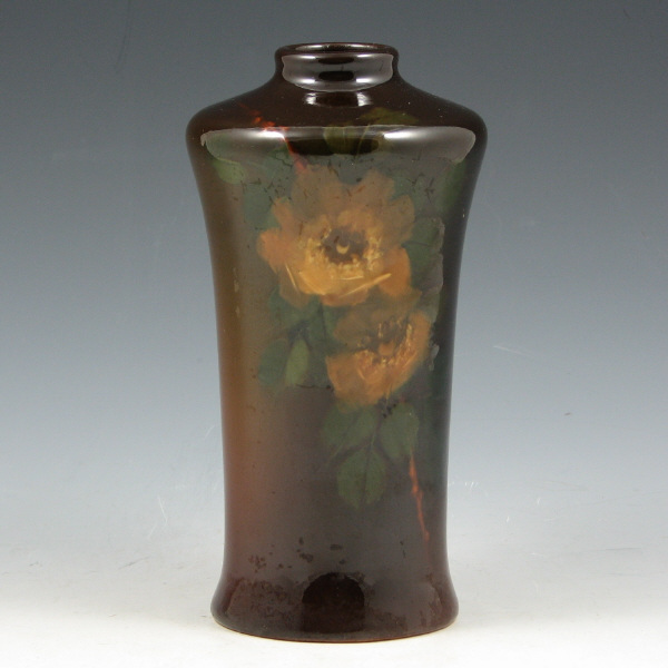 Appraisal: Roseville Rozane shouldered vase with open rose decoration Marked with