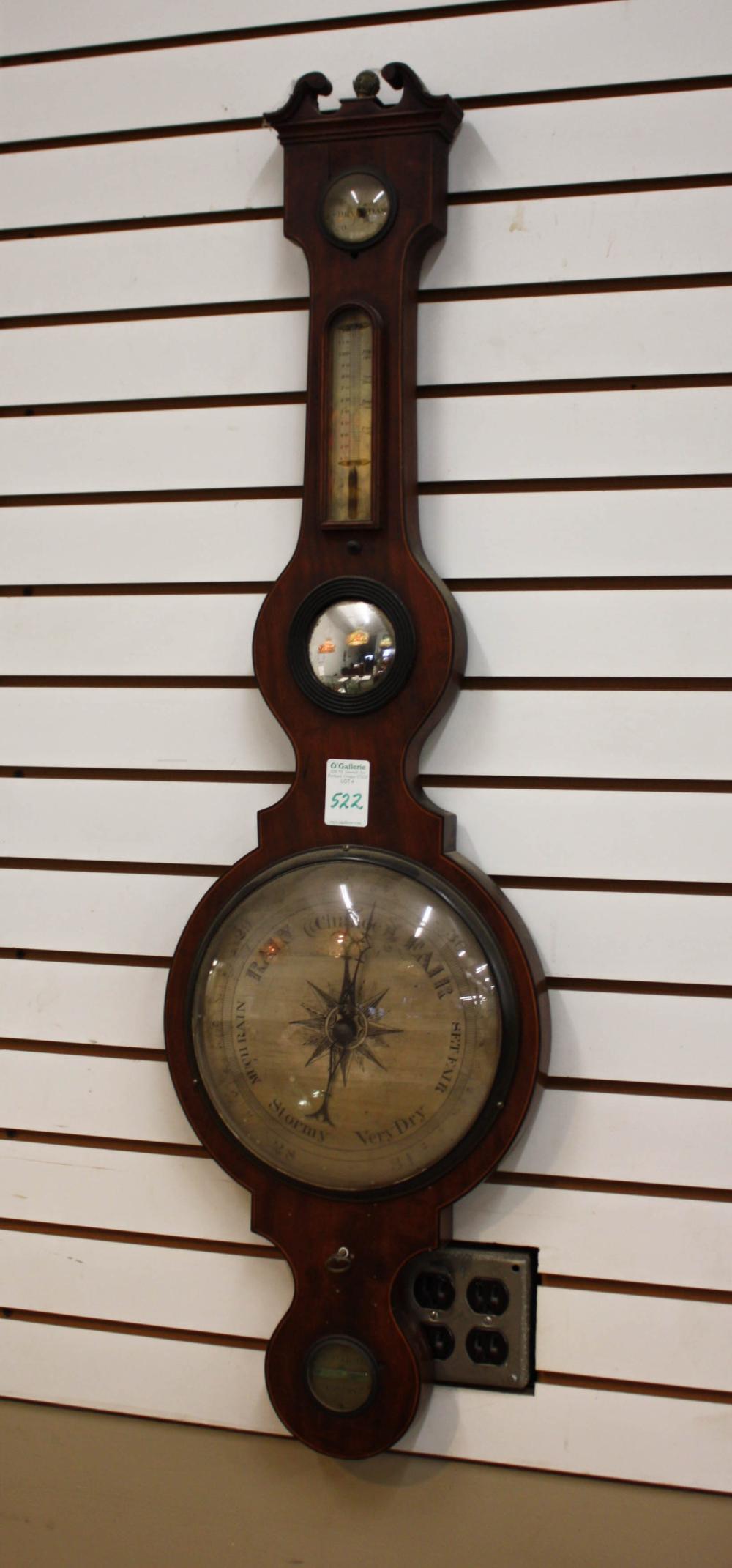 Appraisal: REGENCY MAHOGANY BANJO BAROMETER London early th century L