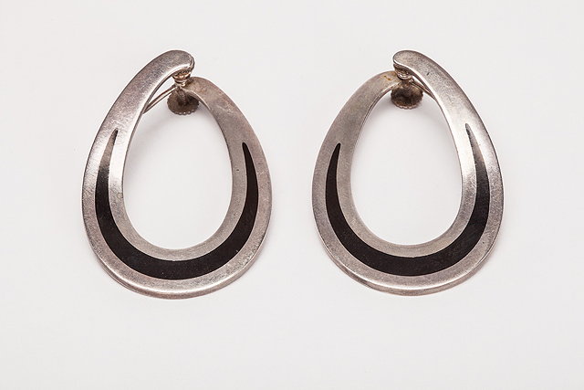 Appraisal: A pair of art deco style Danish silver hoop earrings