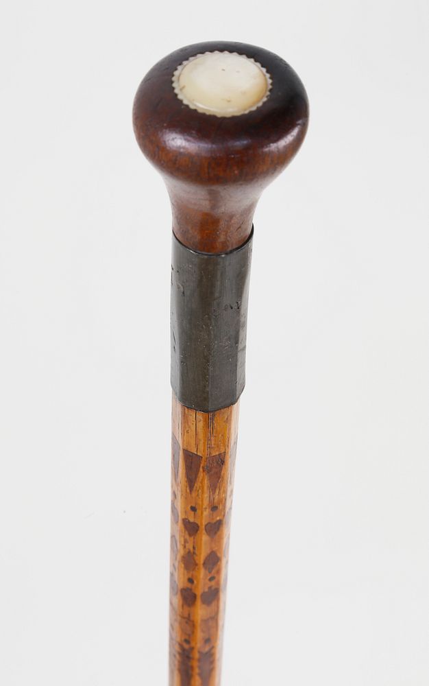 Appraisal: Stunning Folk Art Inlaid Walking Stick Stunning Folk Art Inlaid