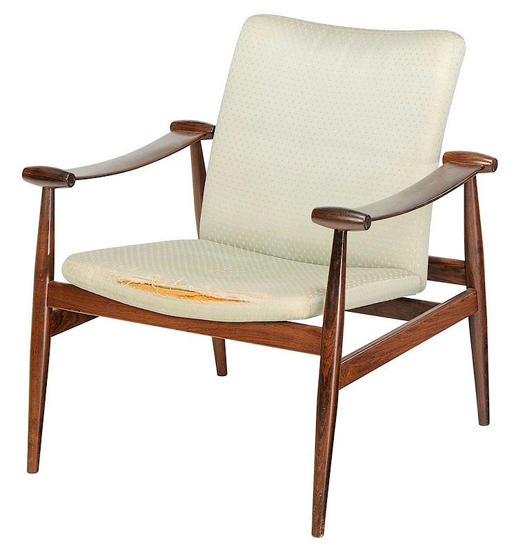 Appraisal: Modern Rosewood Spade Armchair by Finn Juhl Danish mid th