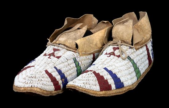 Appraisal: Sale Lot A Pair of Cheyenne Fully Beaded Moccasins having