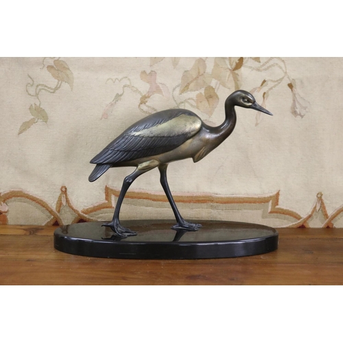 Appraisal: French Art Deco bronzed sculpture of a Heron standing on