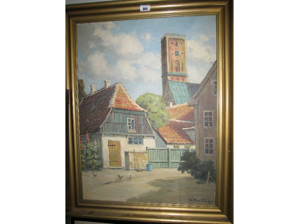 Appraisal: Oil on canvas 'Gaard in Riva' signed V Bruno