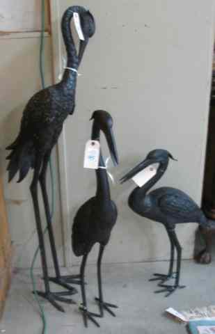 Appraisal: THREE BRONZE WILDLIFE SCULPTURES three Blue Herons and inch heights