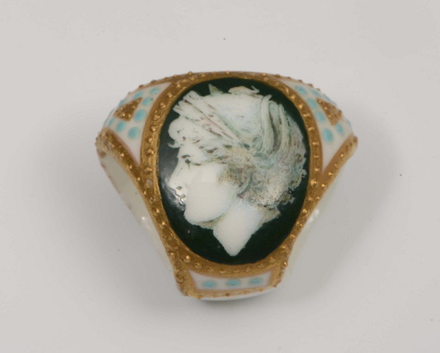 Appraisal: A PORCELAIN SCARF-RING painted by Anton Boullemier probably Minton porcelain