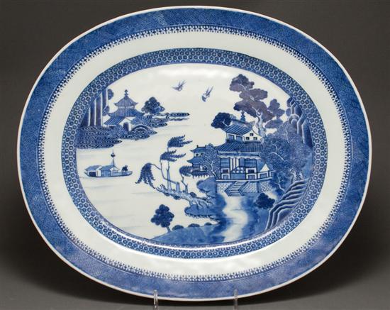 Appraisal: Chinese Export Nanking porcelain platter circa river scene decoration in