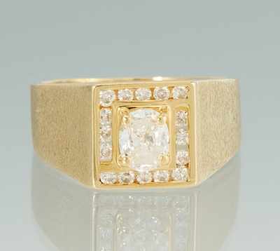 Appraisal: A Diamond Ring k yellow gold ring with a squared