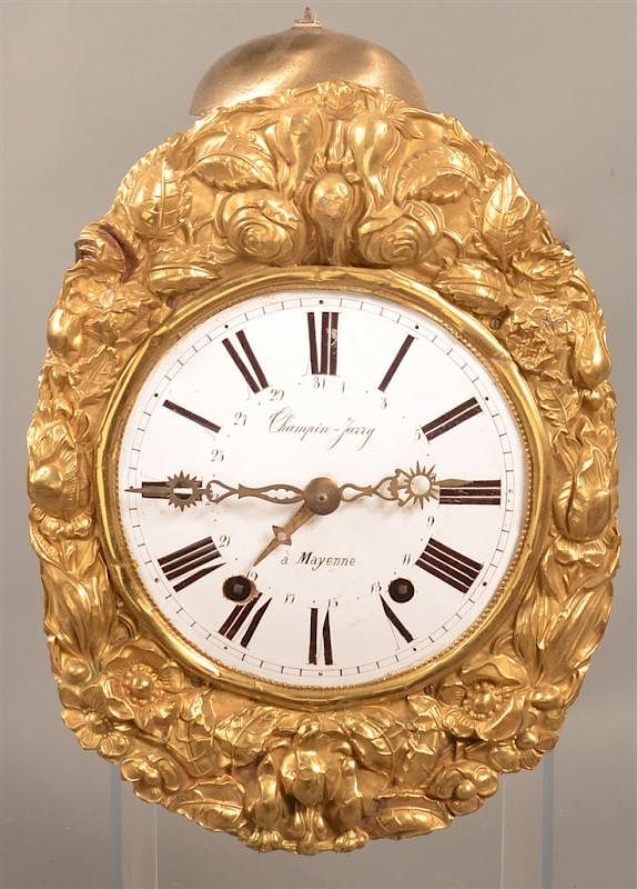 Appraisal: Antique Wag on Wall Clock with Brass Facing Antique Wag