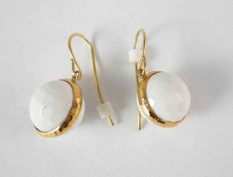 Appraisal: PAIR OF WHITE ONYX DROP EARRINGS each k yellow gold