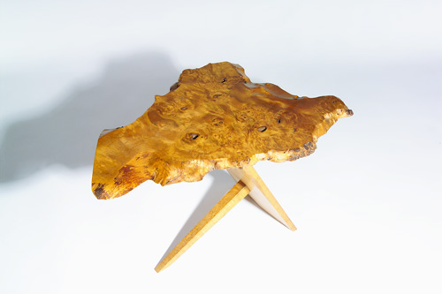 Appraisal: GEORGE NAKASHIMA Exceptional side table with freeform buckeye burl top