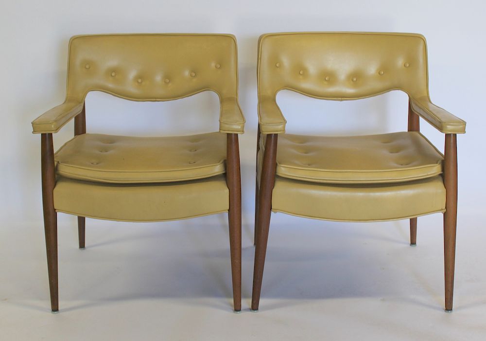 Appraisal: MIDCENTURY Pair Of Upholstered Arm Chairs Nice lines and sturdy